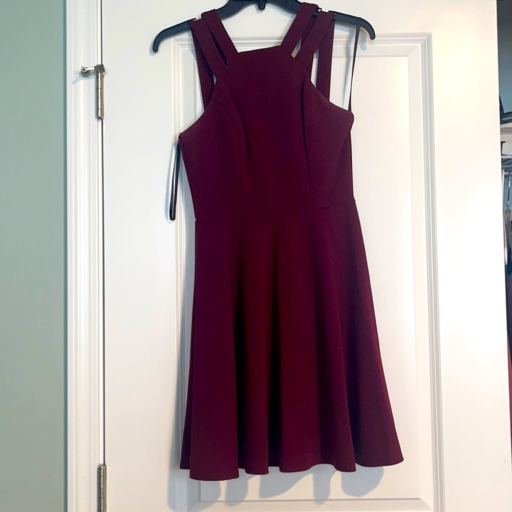 Fit to flare maroon dress